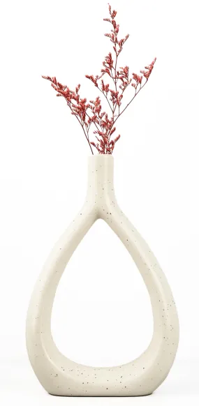 Stem Vase - Flower Vase for Living Room - Vases for Home Decor - Ceramic Big Size Pots for Home Decoration, Table Pot for Corner, Waterproof Earthy Matte Finish, Stem 10 inches White