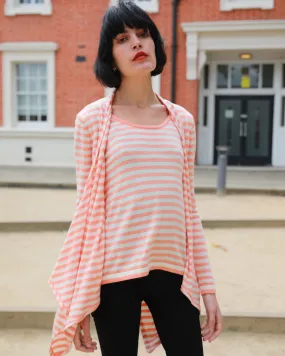Stripe Print Waterfall Draped Jumper
