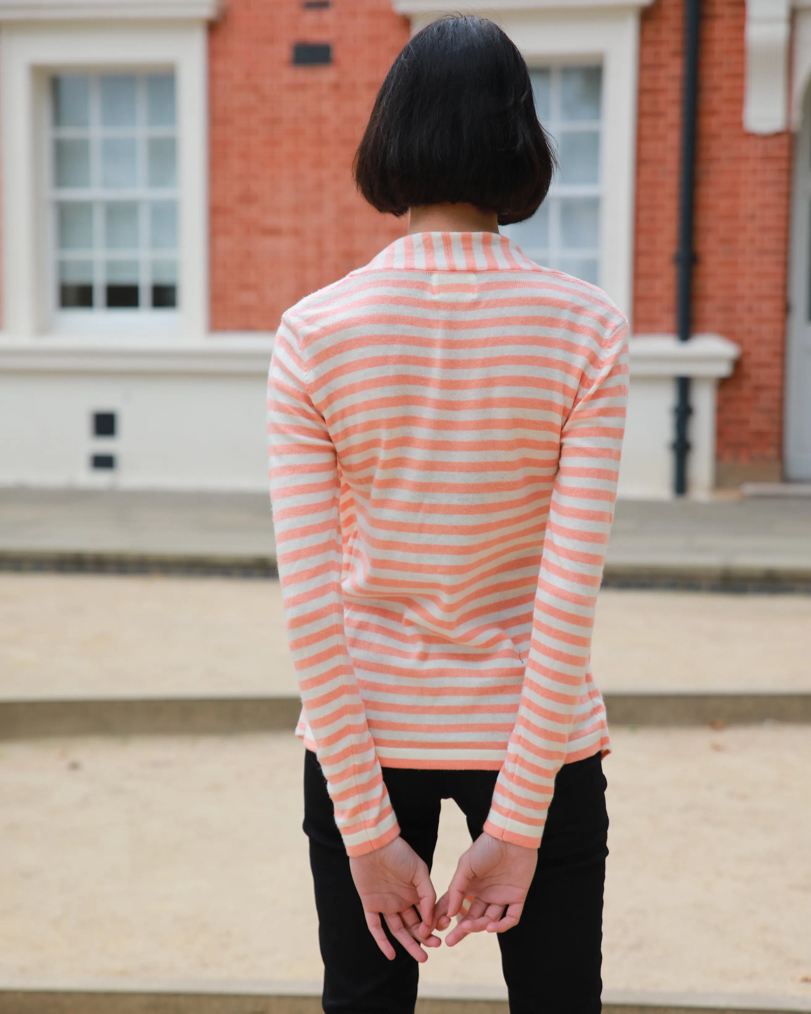 Stripe Print Waterfall Draped Jumper