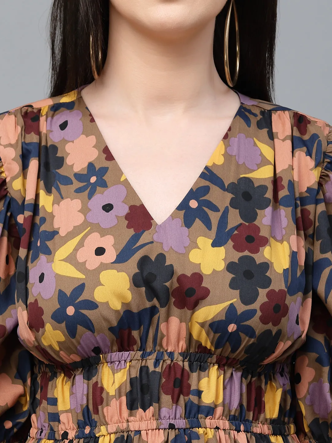 Style Quotient Women Multi Floral  Printed Polyester Regular Smart Casual Dress