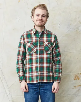 Sugar Cane & Co Twill Check Work Shirt Green SC29151