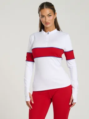 The 'Alpes' half zip base layer in cherry