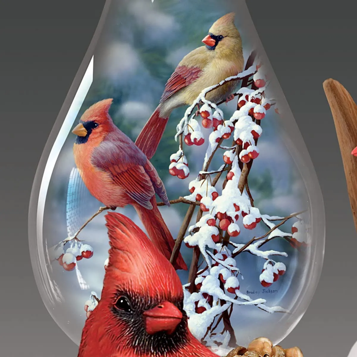 The Bradford Exchange Cardinal "Jewels Of The Forest" Handcrafted Illuminated Sculpture by Bradley Jackson 12-inches