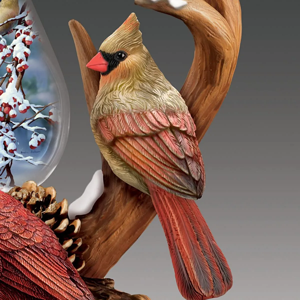 The Bradford Exchange Cardinal "Jewels Of The Forest" Handcrafted Illuminated Sculpture by Bradley Jackson 12-inches