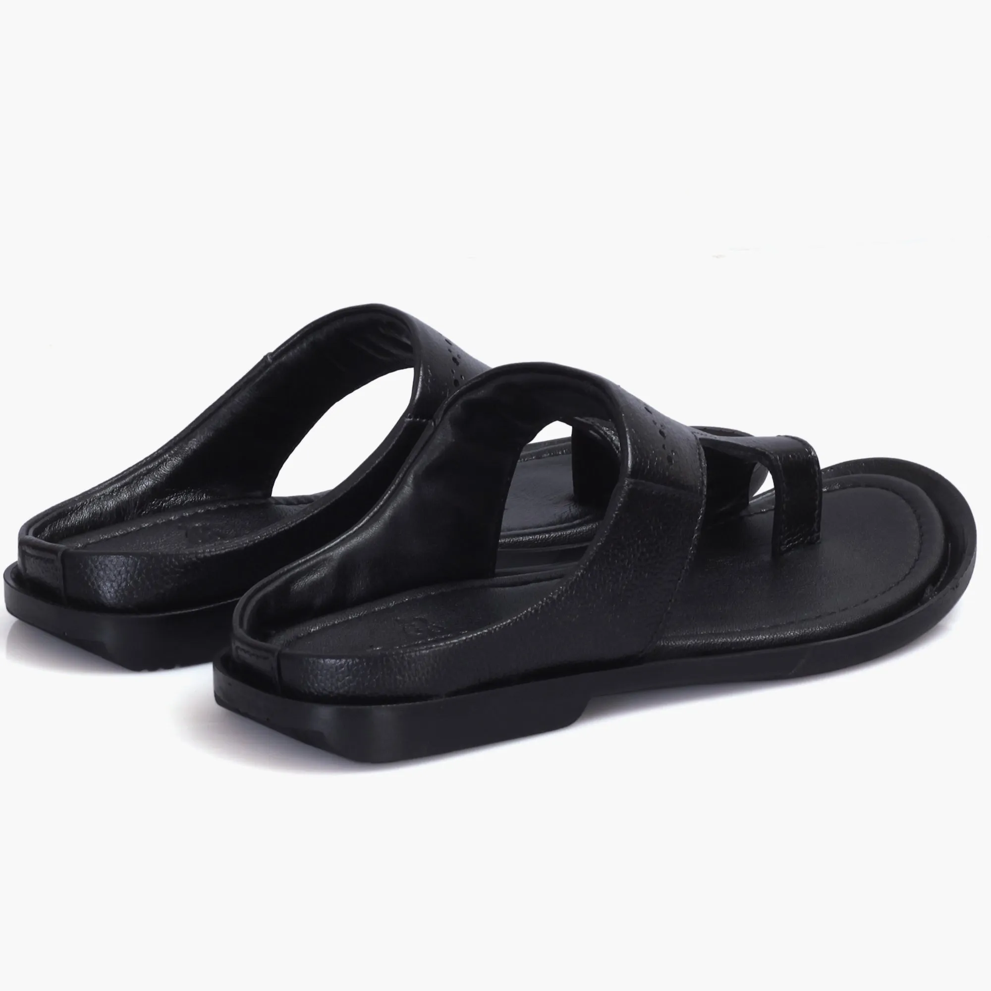 Top-Grain Leather Slippers for Men
