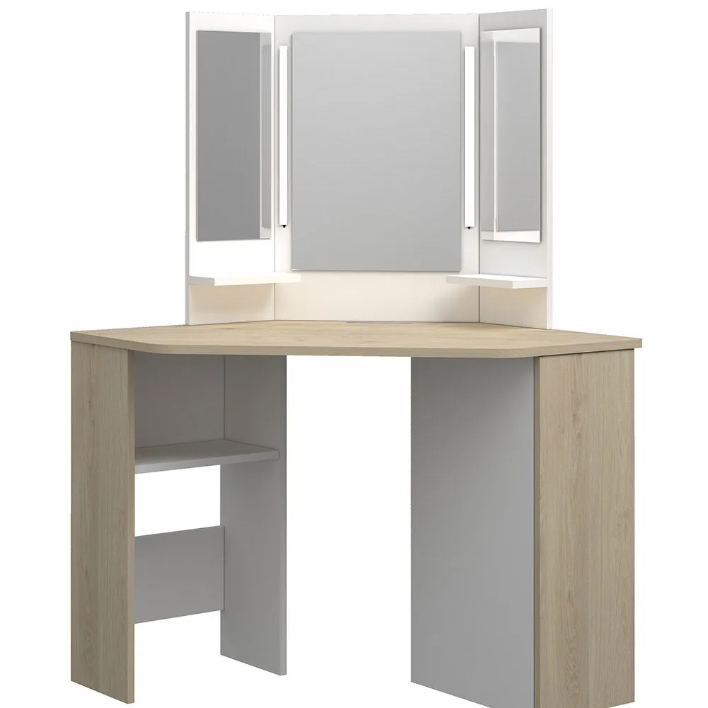 Trasman Vanity Chic Desk in White/ Oak