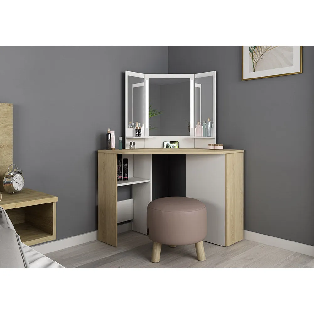 Trasman Vanity Chic Desk in White/ Oak