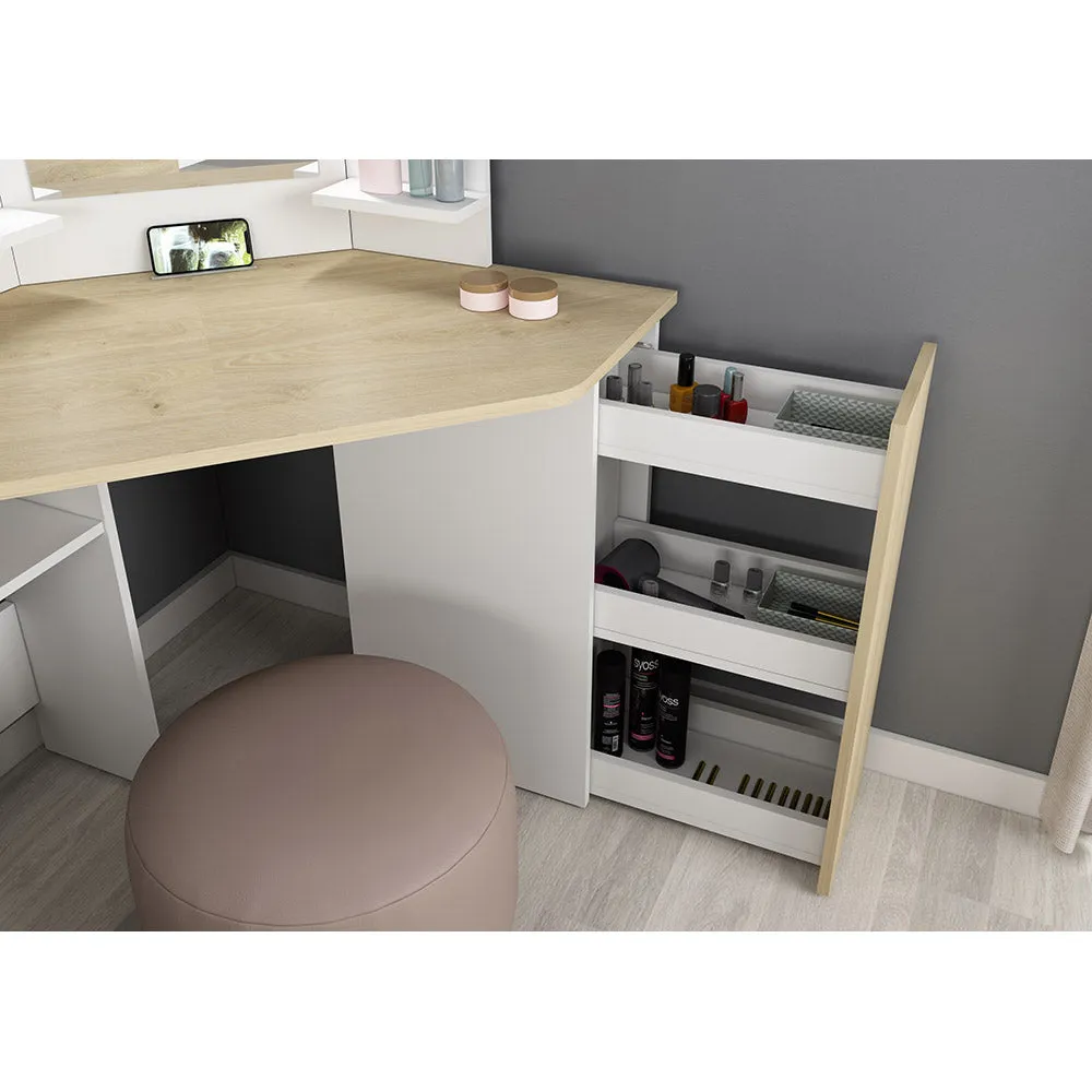 Trasman Vanity Chic Desk in White/ Oak