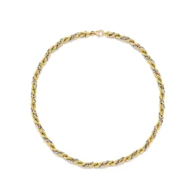 Two Tone Twisted Gold Rope Chain Necklace