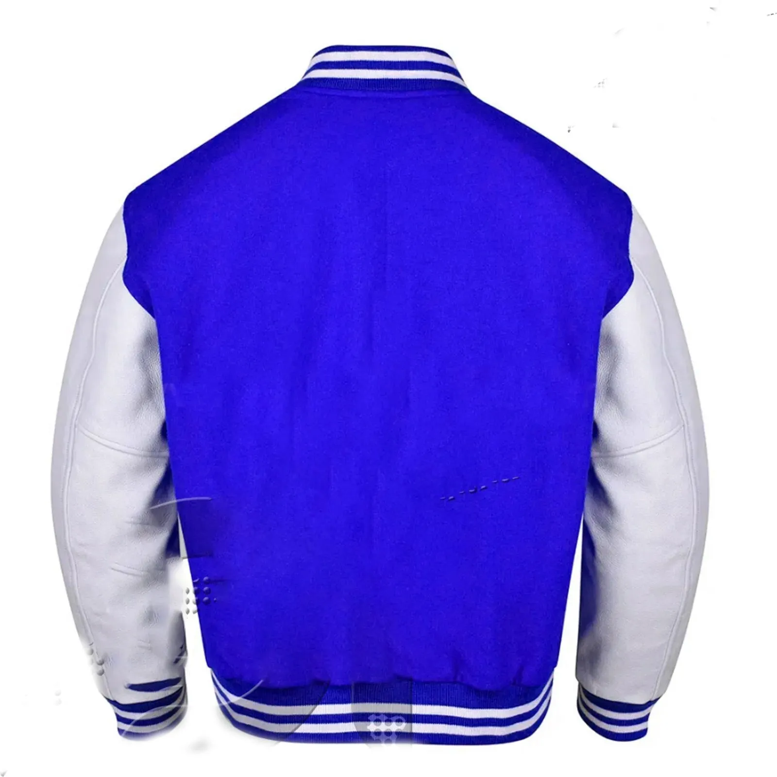 Varsity Letterman Bomber Royal Wool & White  Leather Sleeves Jackets