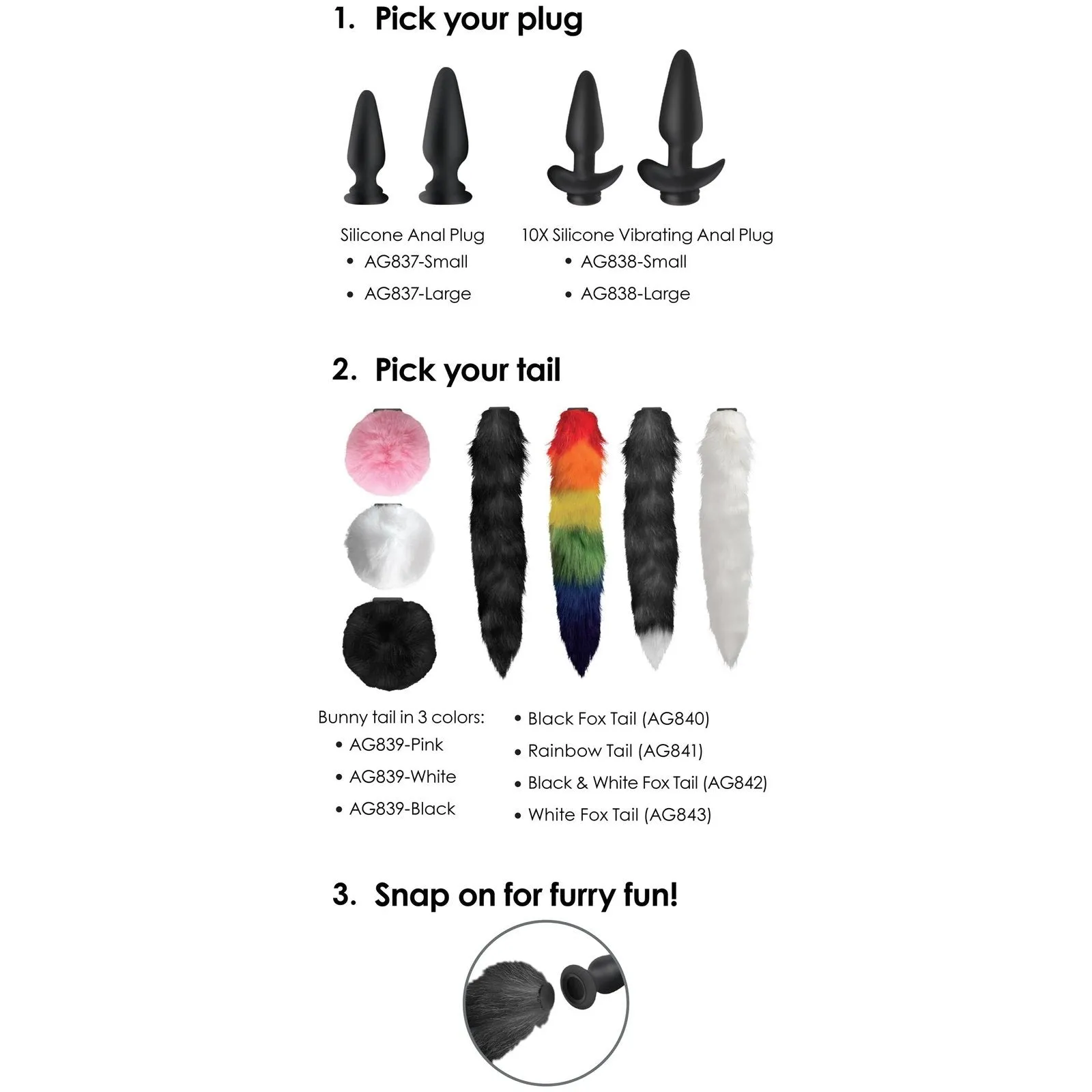 Vibrating Silicone Anal Plug With 3 Interchangeable Tails