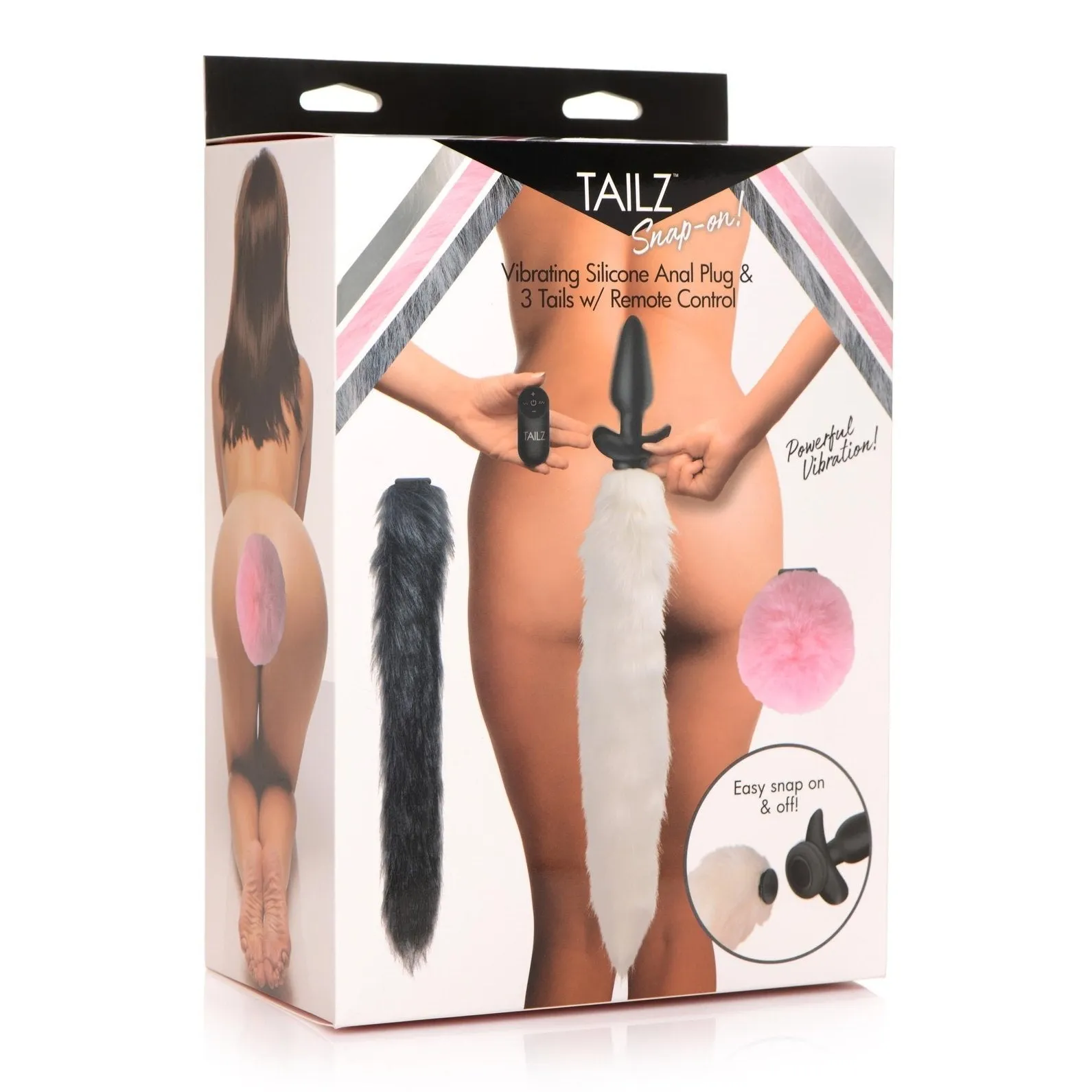Vibrating Silicone Anal Plug With 3 Interchangeable Tails