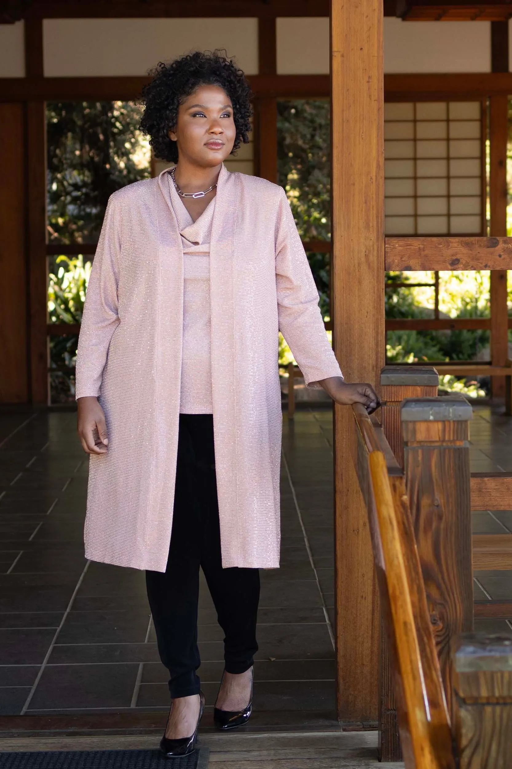 Vikki Vi Jersey Disco Ball Long Sleeve Kimono Duster
