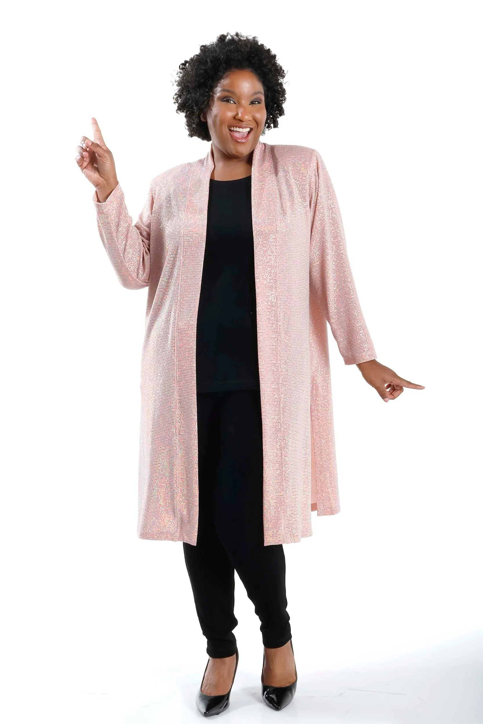 Vikki Vi Jersey Disco Ball Long Sleeve Kimono Duster