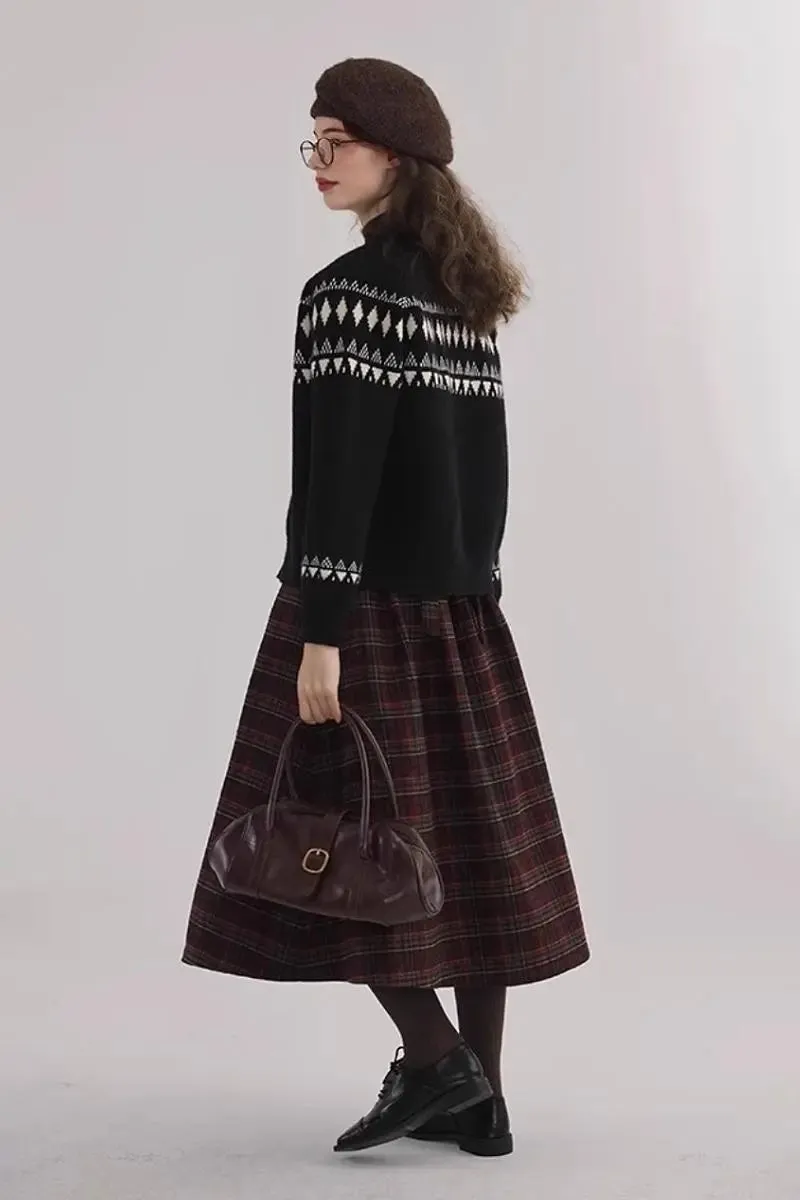 Vintage Cotton Blend Fair Isle Toggle Cardigan Sweater