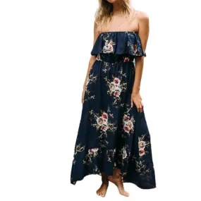 Vintage Floral Print Maxi Dress