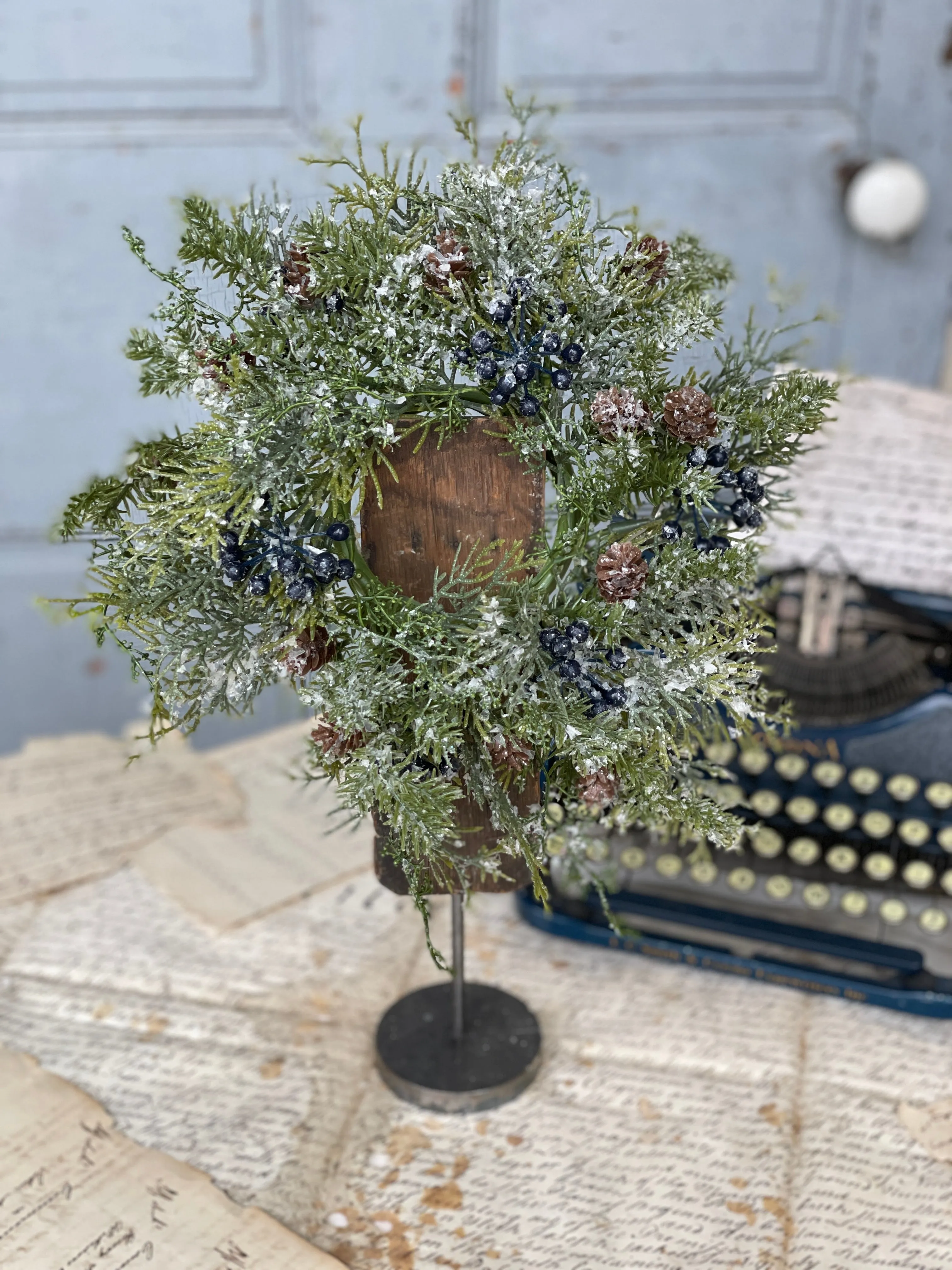 Wintry Mix Candle Ring | 11" | Blue *