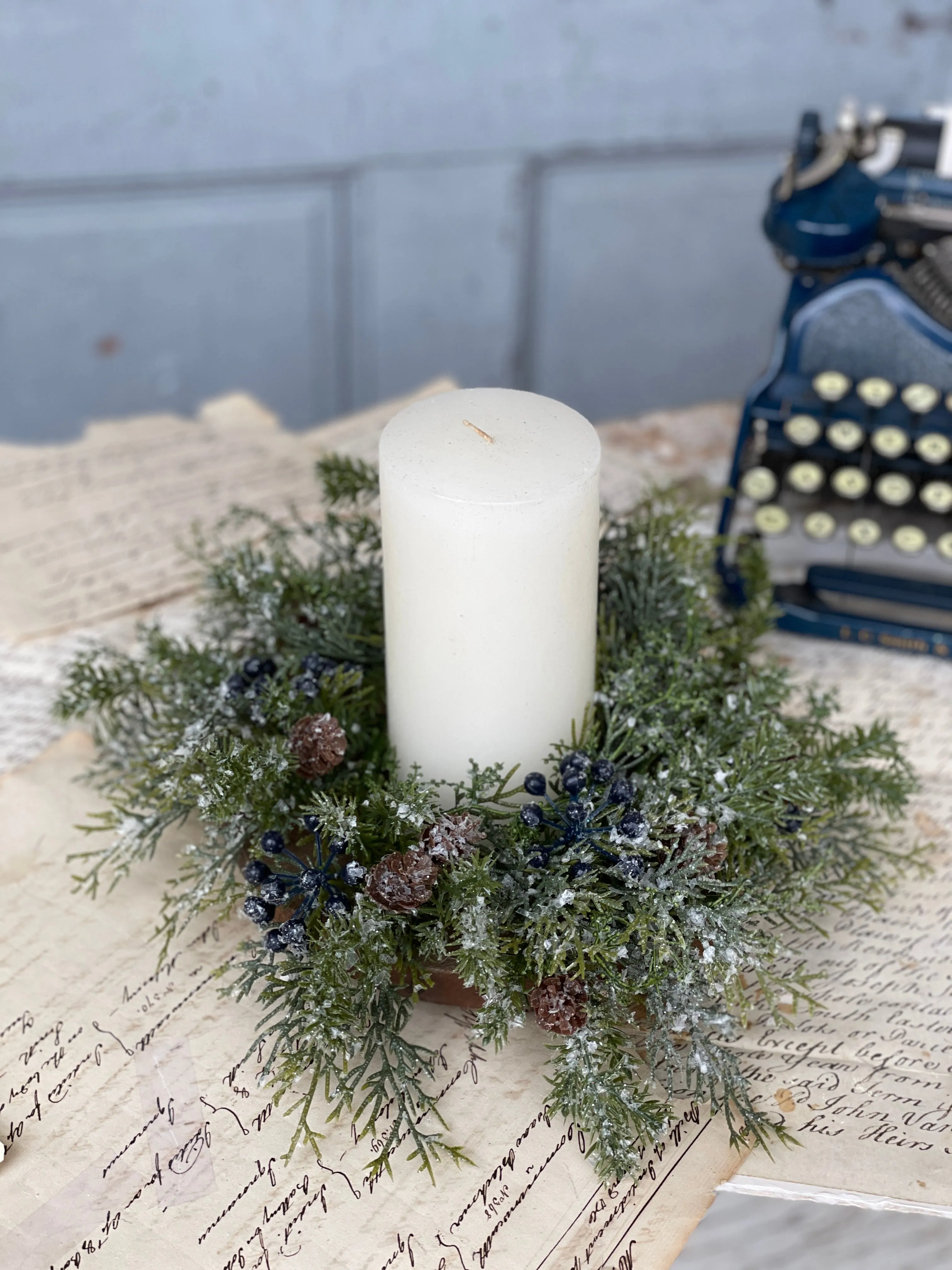 Wintry Mix Candle Ring | 11" | Blue *