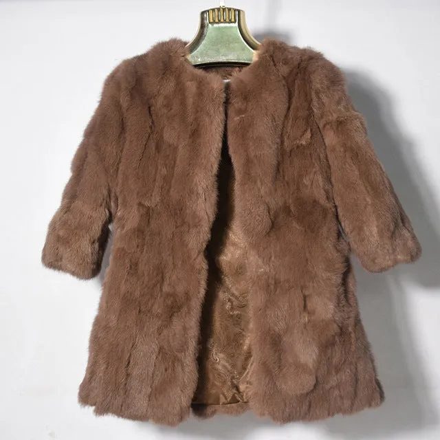 Women Real Rabbit Fur Coat Jackets Genuine Fur Coat Womens Fashion Outwear High Quality Winter Autumn Natural Rabbit Fur Coats
