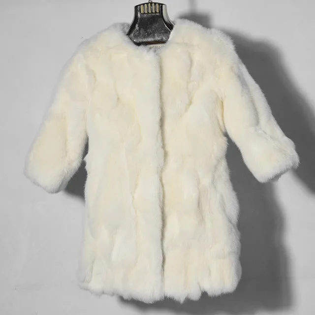 Women Real Rabbit Fur Coat Jackets Genuine Fur Coat Womens Fashion Outwear High Quality Winter Autumn Natural Rabbit Fur Coats