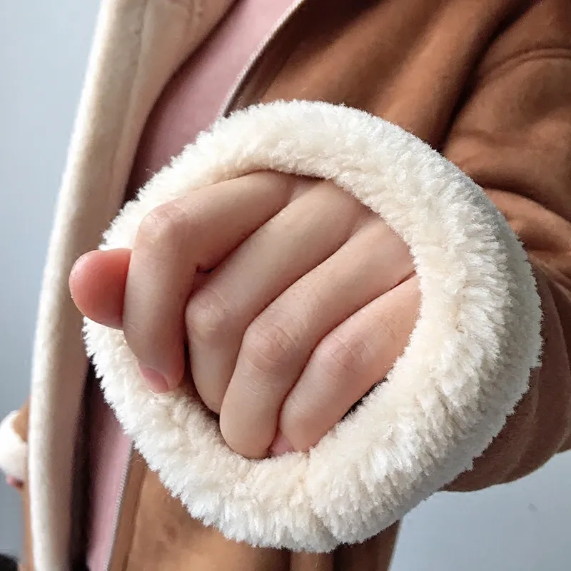Women's Winter Casual Faux Sheepskin Coat With Zippers