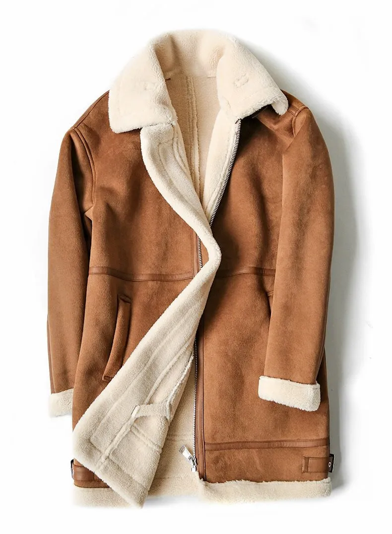 Women's Winter Casual Faux Sheepskin Coat With Zippers