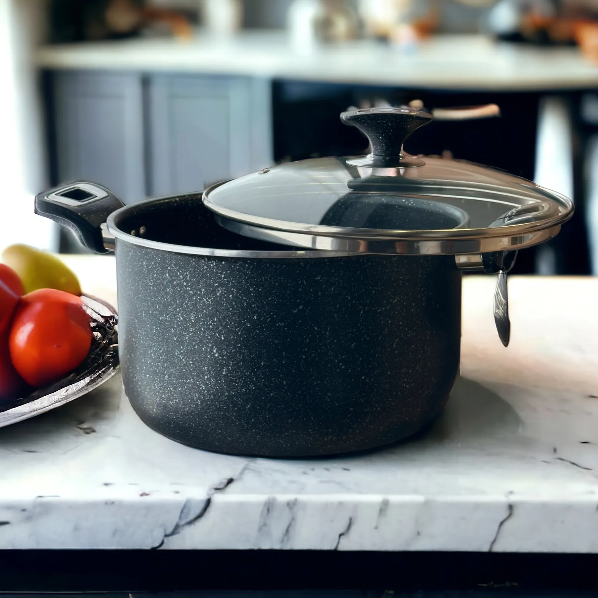 XELENT Marble Coated Casserole (22cm)-Black