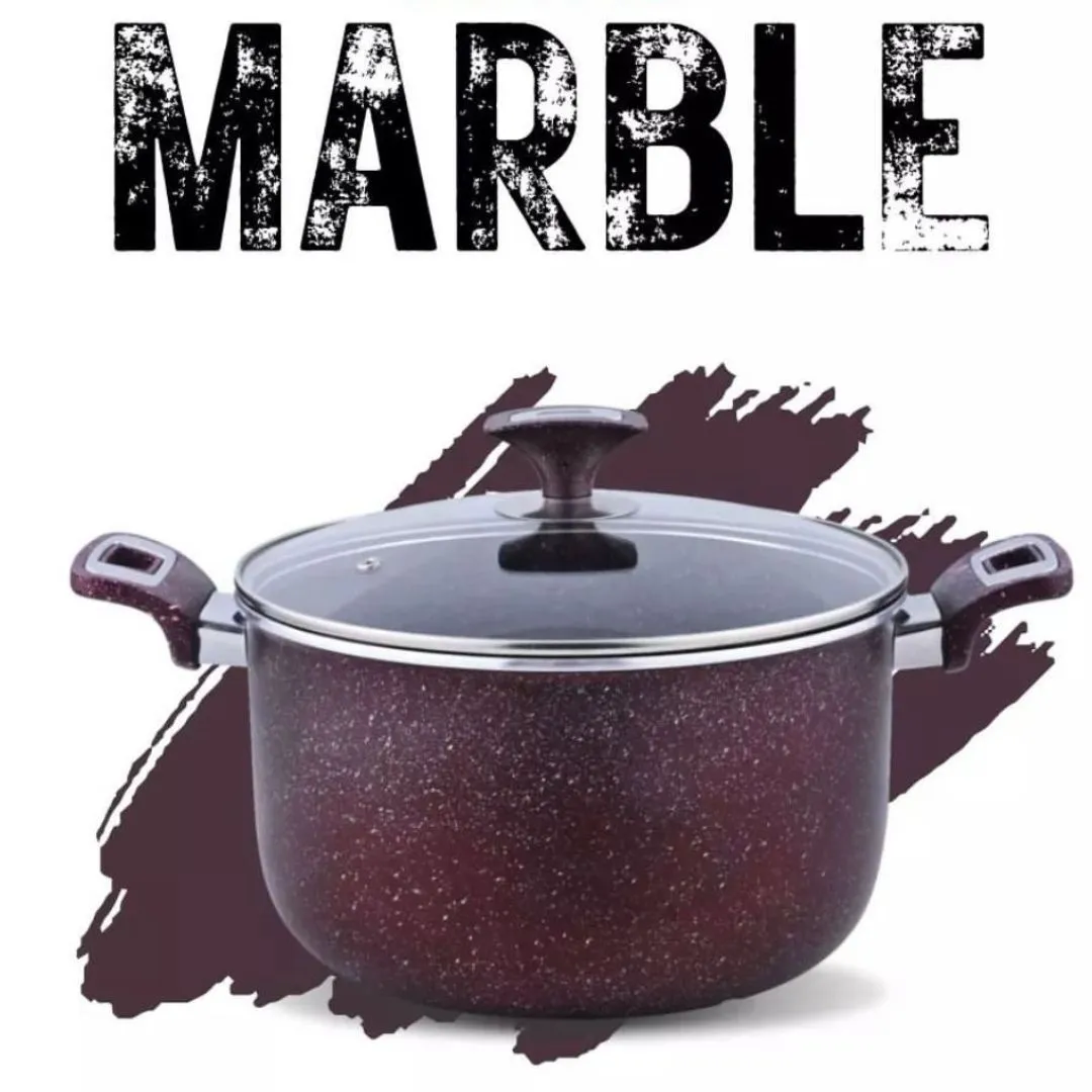 XELENT Marble Coated Casserole-26cm (Mehroon)