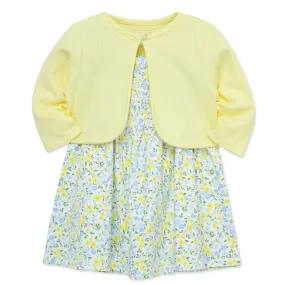 Yellow Ditsy Floral Knit Dress Set