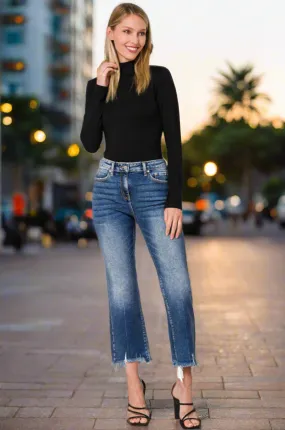 Zenana Kick Crop Flare Denim Pants
